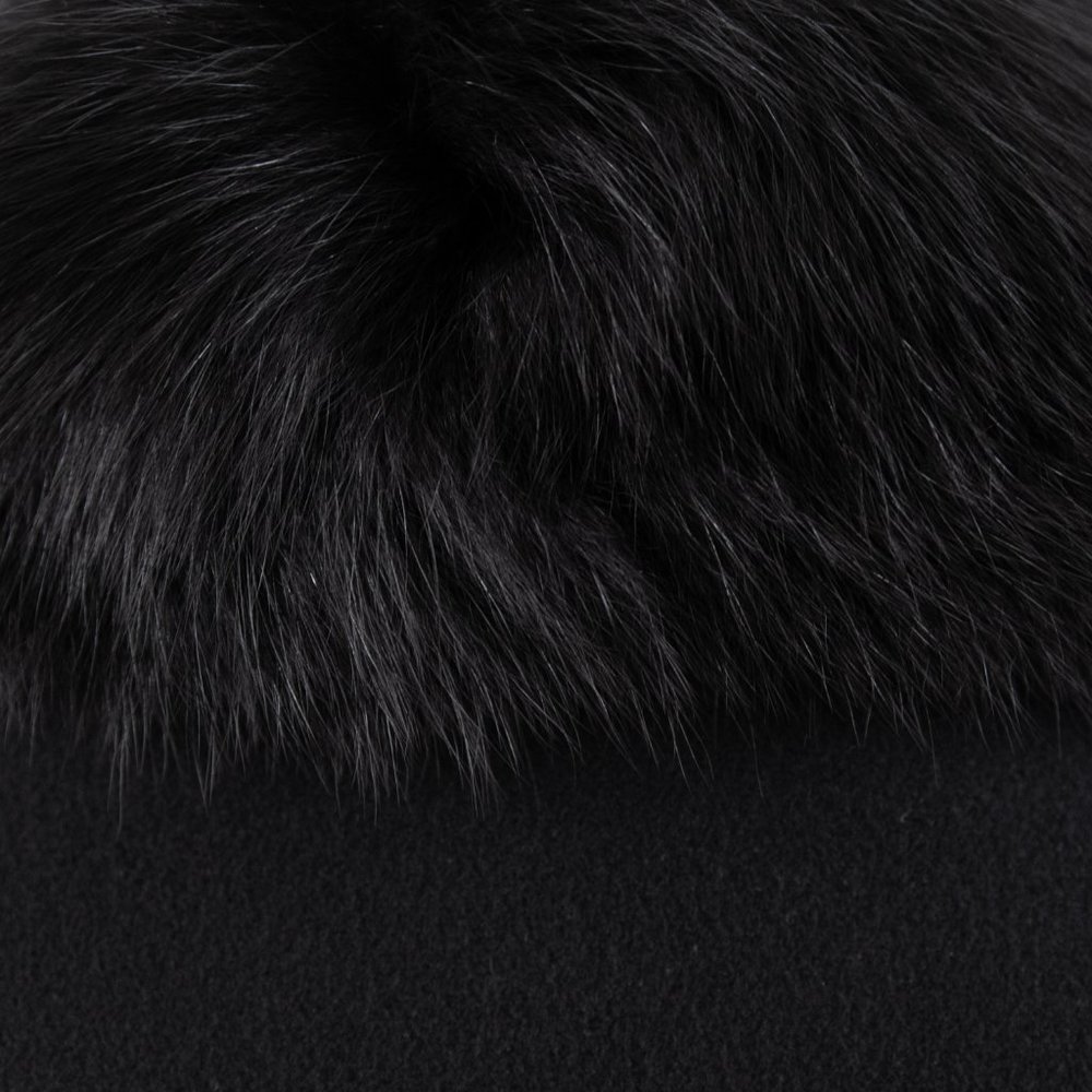 Vintage M Cashmere Wool Fox Fur Winter Coat Black - Picture 6 of 12